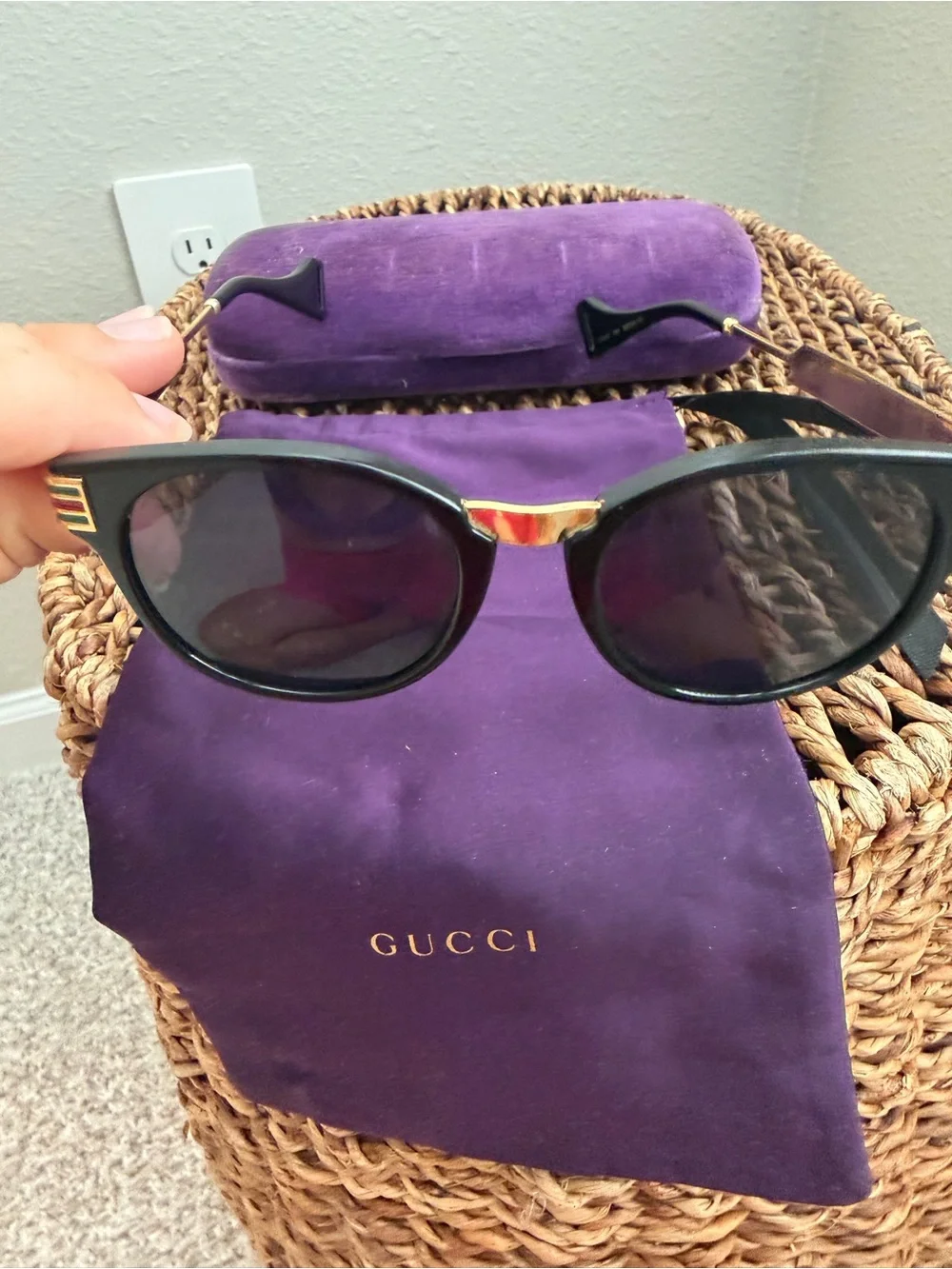 Gucci Men's Sunglasses GG0586SA 001 Black Gold  Lens 55mm Authentic